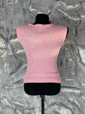 Vintage Miss Sixty Y2K Fluffy Pink Tank Top Grunge Japanese 2000s