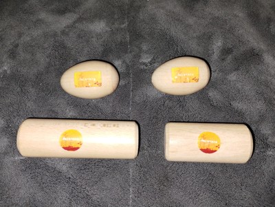 Wood Egg & Cylinder Shakers Set  Percussion Instruments, Natural Finish 4 Pieces