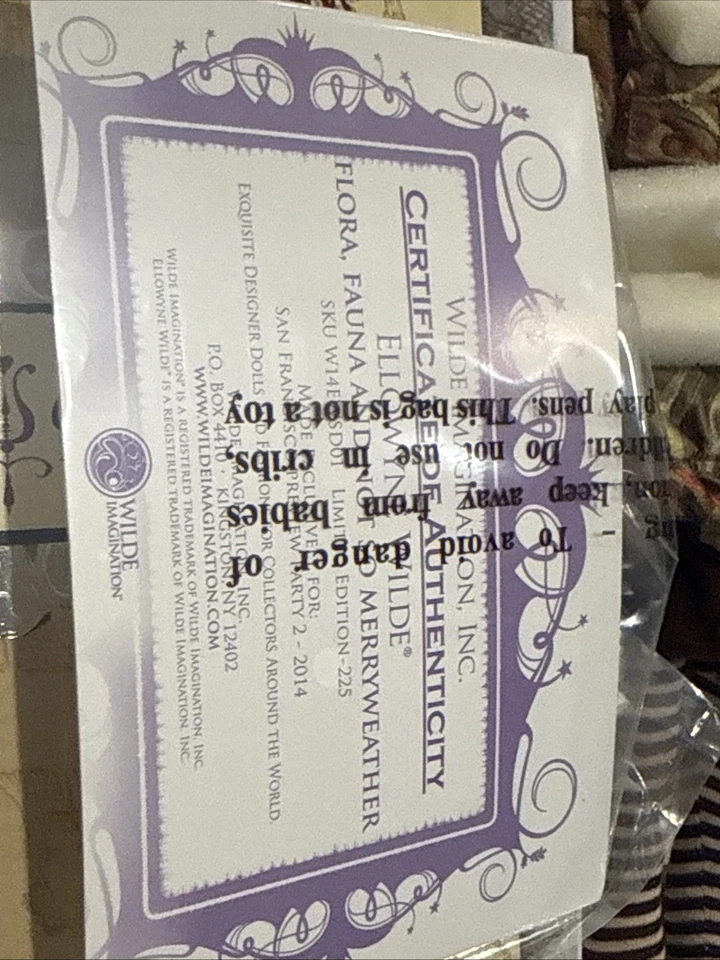 TONNER ELLOWYNE WILDE FLORA, FAUNA AND NOT SO MERRYWEATHER DOLL NRFB - Image 3 of 4