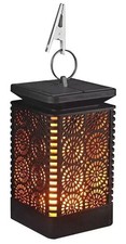 Vintage Solar Lantern Flickering Flame LED Outdoor Hanging Garden Light