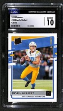 2020 Donruss #303 Justin Herbert Canvas CGC 10 Gem Mint Rookie Card. rookie card picture