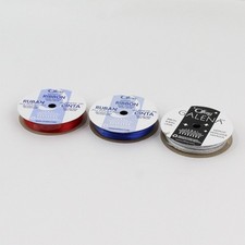 Lot of 3 Spools of Offray Polyester Ribbon, 1/8"x5 yds., New Red, Blue Grey