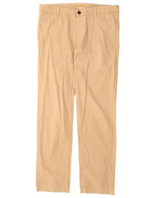 Hugo Boss Mens Pegged Chino Trousers W34 L34 Beige Cotton DL02