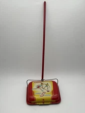 Vintage Norstar Carpet Sweeper Toy Metal Girl Sweeping Graphic Stars VTG