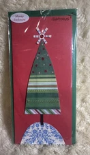 Papyrus Christmas Card  2010  Fabric Tree Jewels Glitter Money Enclosure