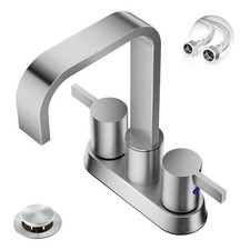 Phiestina Waterfall Bathroom Sink Faucet Brushed Nickel 4" Centerset RV with ...