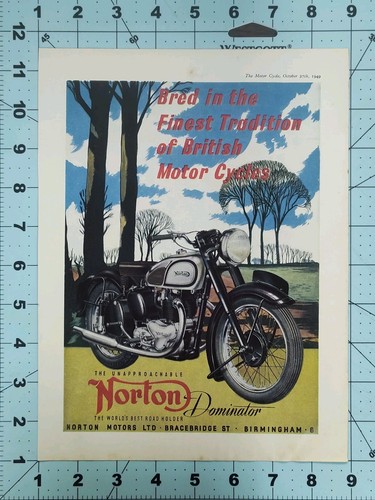 1949 Norton Dominator Model 7 UK British Motorcycle Vintage Color Print Ad 40s
