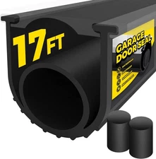 Holikme Garage Door Seals Bottom Rubber,Flexible Rubber 17FT, Black 