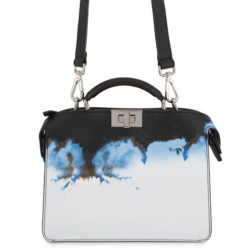 FENDI Peekaboo X-Cross Small Leather Handbag Black 2-way