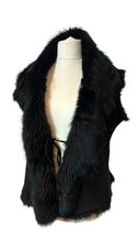 Vtg Toscana Sheepskin Suede Black Gilet Waistcoat UK 16 Reversible Women’s