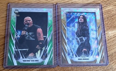 Road Dogg Logofractor /99 + Raquel Rodriguez Logofractor /50 WWE Topps Chrome 26