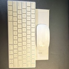 Apple Wireless Bluetooth Keyboard  Magic Mouse Bundle, QWERTY, White/Silver