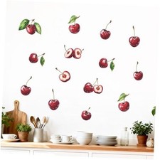 4 Sheets Stickers Wall Decor Summer Wall Decals Fruit Stickers Decor for Cherry