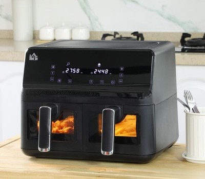 Air Fryer Dual Digital Doppelkorb Schnellumluftofen 8L Rezeptbuch