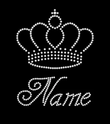 Set Trasferimento Ferro Su Cristallo Personalizzato Corona Principessa e Un Nome