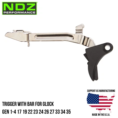NDZ PERFORMANCE NDZ Glock Gen 1-4 17 19 22 23 26 34 Trigger with Bar Polished Steel & Polymer