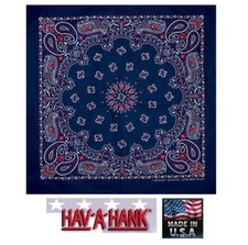 USA MADE HAVAHANK Red White Blue BANDANA PATRIOTIC PAISLEY Head Neck SCARF Wrap