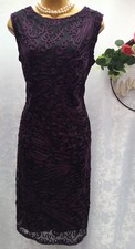 Roman Original Size 12 Black Purple Burgundy Tape-work Midi Pencil Dress