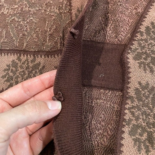Women's Peruvian Connection Pima Cotton Floral Jacquard Cardigan Large - Picture 4 of 8