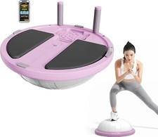 Unbranded Half Balance Ball Trainer with Resistance Bands and Pump--Pink