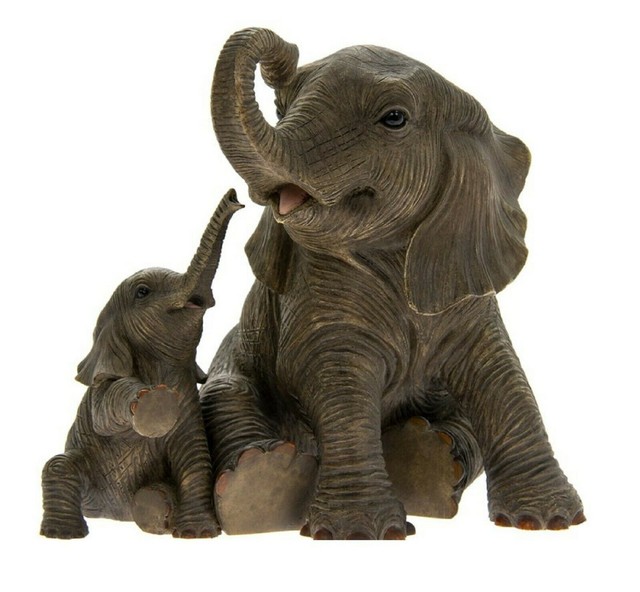 mother and baby elephant ornament