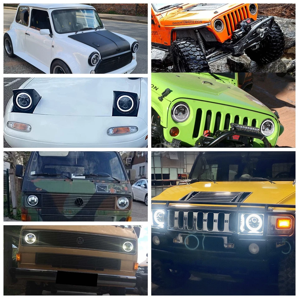 für 90-97 Mazda Miata MX-5 H6024 Paar 7 Zoll Runde LED Scheinwerfer Angel Eye - Bild 2 von 4