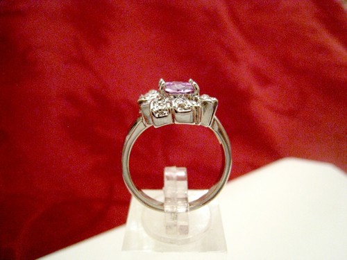 FASHION SILVER TONE FLORAL FLOWER PINK GEM CRYSTAL RING SIZE 9.25 - Picture 2 of 8