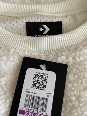 スター Women's Sherpa Crewneck Sweatshirt Size XXL CONVERSE Cream | eBay