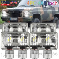 4pcs 4x6" LED Headlights HI-LO Beam Lamp for Chevy Pickup 1981-87 C10 K10 Blazer