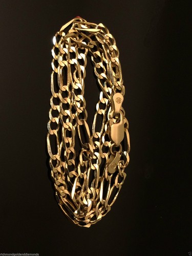 Real Gold Figaro Chain Necklace 4mm 