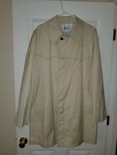 LONDON FOG TRENCH COAT VINTAGE CLOTHING 46 LONG BEIGE LINER NO SHOW BUTTONS MENS