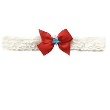 Infant headband Patriotic star bow on white lace headband