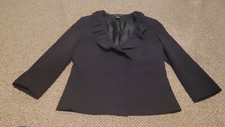 New York  Company 3/4 Sleeve Black Blazer, Ruffled Neckline, Size 6