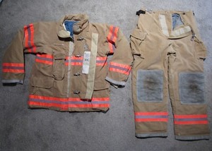 Vtg 90s FIREFIGHTER UNIFORM Coat 44 Pants 40x32 Turnout Fire Gear Jacket Trouser