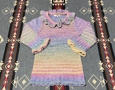 LoveShackFancy Yumi Rainbow Alpaca Ruffle Knit Sweater Girls 10Y M8