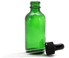 2oz Green Glass Bottles with Glass Eye Droppers - Pack of 240