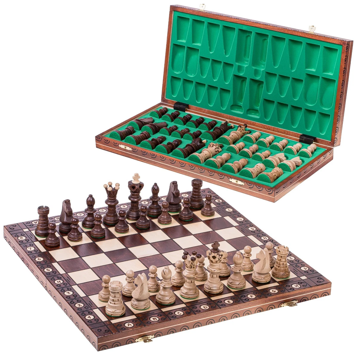 Jeu d'échecs en Bois Magnétique, Grand Échiquier Plateau 39x39 cm
