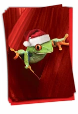 12 Merry Christmas Cards (1 Design, 12 Cards) - Yule Frogs B1754EXSG