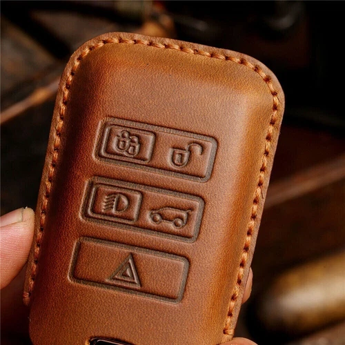 Leather Car Key Fob Case Cover Holder For Land Rover Range Rover Defender Jaguar - Bild 3 von 20