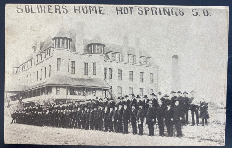 1909 USA RPPC Real Picture Postcard Cover Civil War Soldiers Home Hot Springs SD