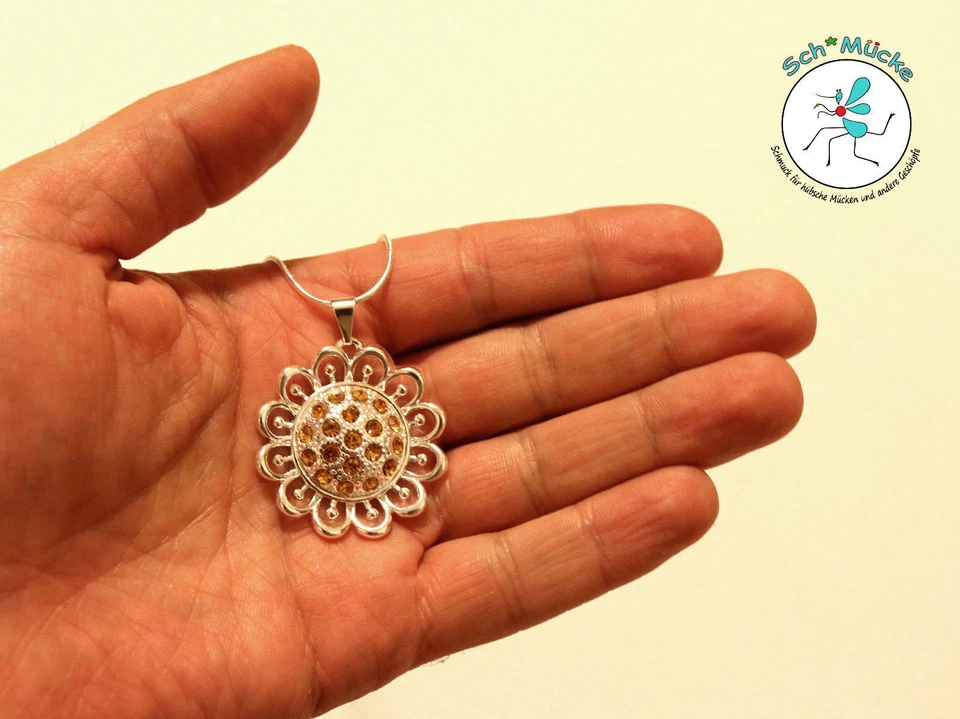 Halskette Blumenblüte Retro Vintage Amulett Glücksbringer Geschenkidee Rarität - Bild 2 von 4