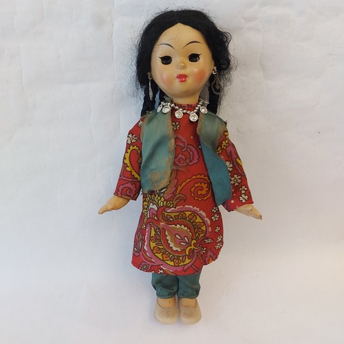 Muñeca rusa de colección rara niña gitana URSS juguete ojos dormidos - 35 cm