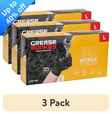 Grease Monkey Nitrile Gloves (3-Pack) - Large, Latex-Free, Touchscreen, 50ct
