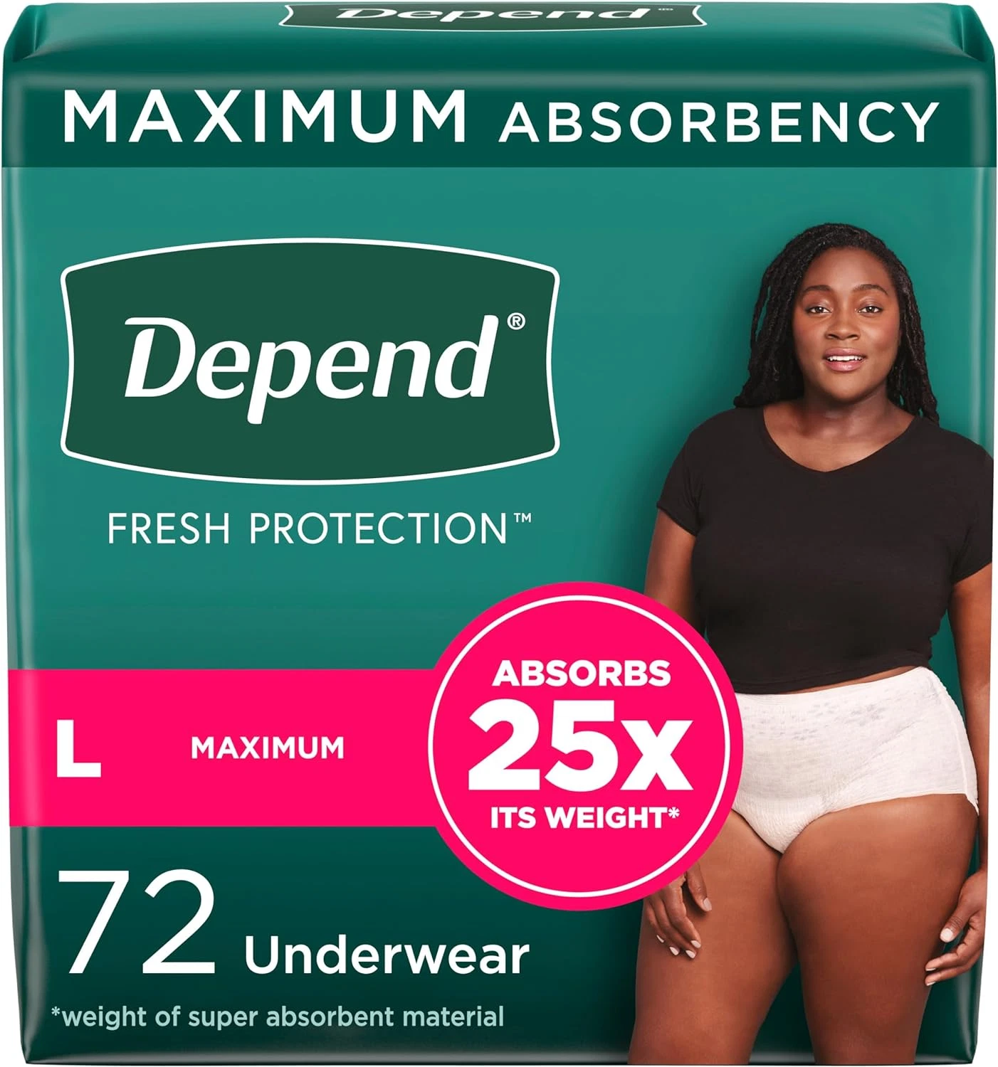 Large Fresh Protection Adult Incontinence Underwear for Women- 2 Packs of 36pcs