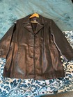 Black 100% Leather Button Up Jacket/Coat Hillard And Hanson Size L