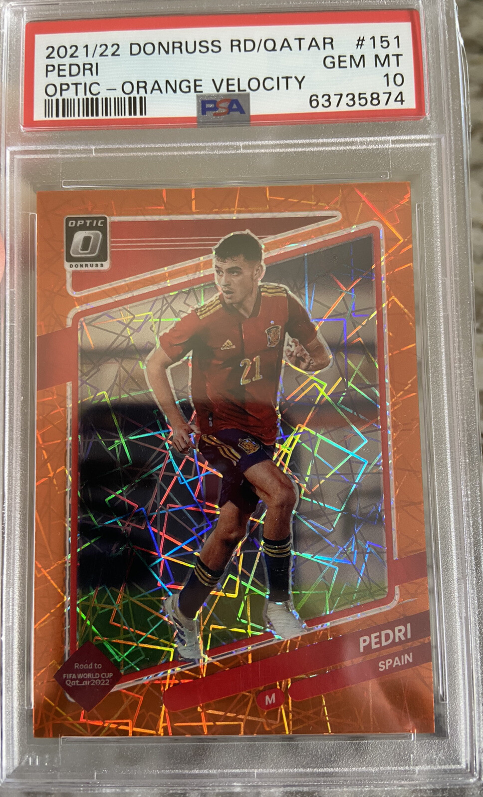 2021/22 Donruss Pedri Optic Orange Velocity 43/49 POP 1