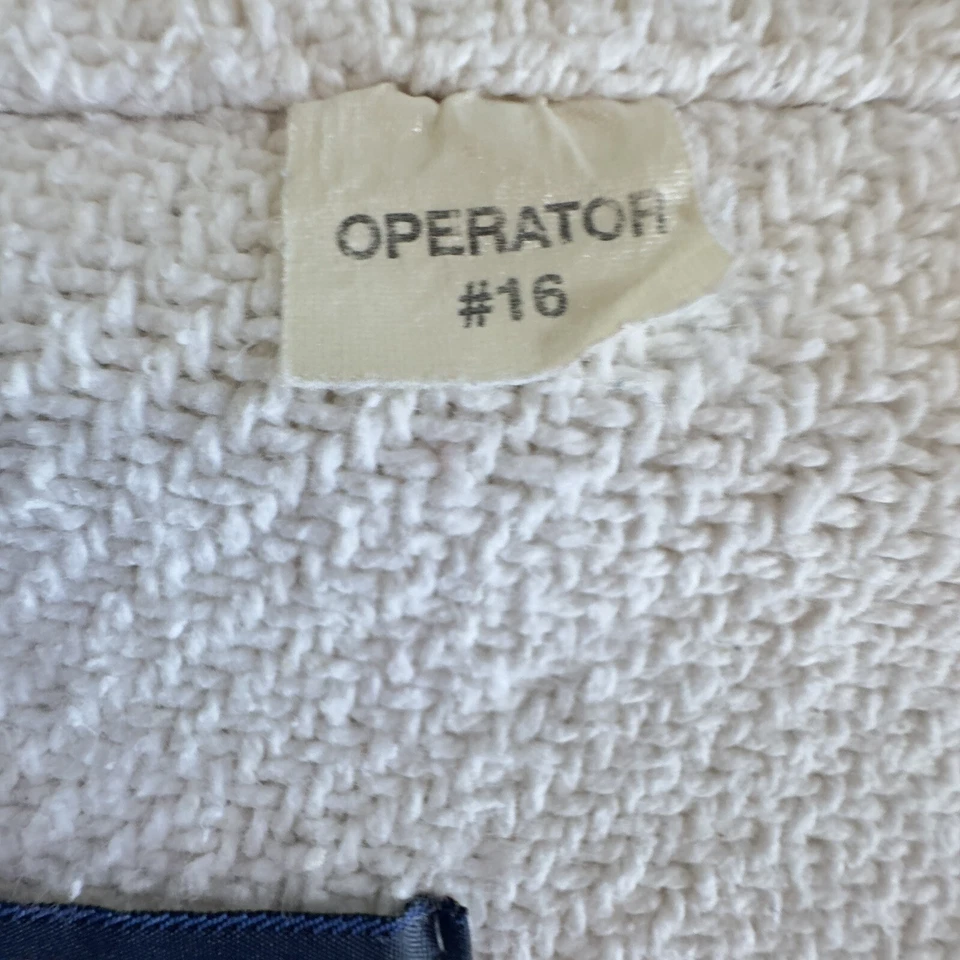 Manta tejida de algodón peinado vintage Ralph Lauren doble/tiro 66" x 90" blanco roto Foto 4 de 4