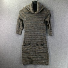 Alyx Sweater Dress Womens XS Gray Brown Marbled  Cowl Neck Pockets Button Accent