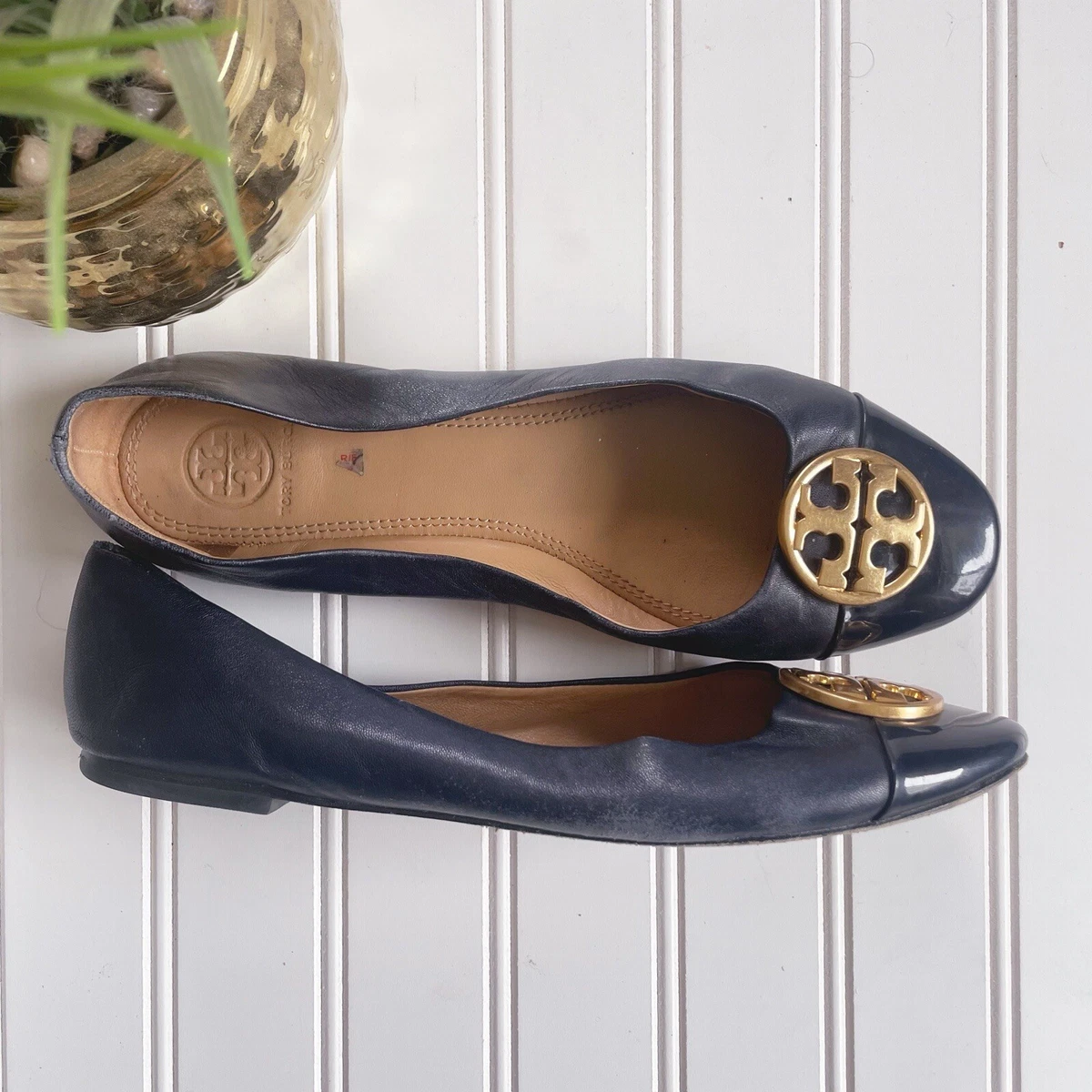 Tory Burch Perfect Navy Blue Chelsea Cap Toe Ballet Flat Women s Size 7.5