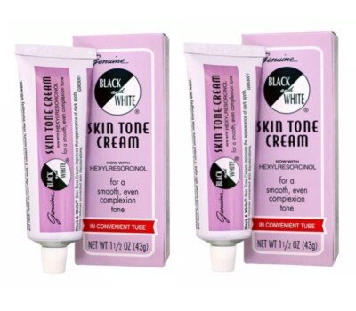 2x Black and White Skin Tone Cream 1.5 oz w/ Hexylresorcinol in Convenient Tube